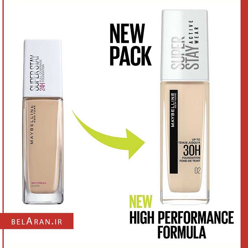 کرم پودر سوپر استی میبلین 30ساعته-index_belaran کرم پودر سوپر استی میبلین 30ساعته-بلاران Maybelline Super Stay 30H Active Wear Foundation