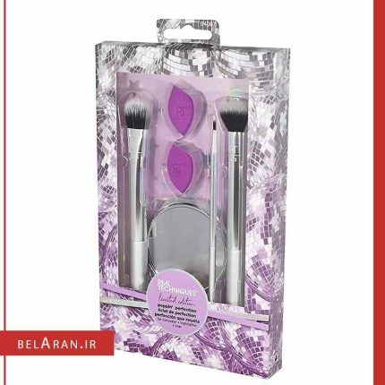 ست براش ریل تکنیک مدل پاپین پرفکشن-بلاران Real Techniques Poppin' Perfection Makeup Brush Set with Makeup Blender Beauty Sponges and Compact Makeup Mirror, Set of 6
