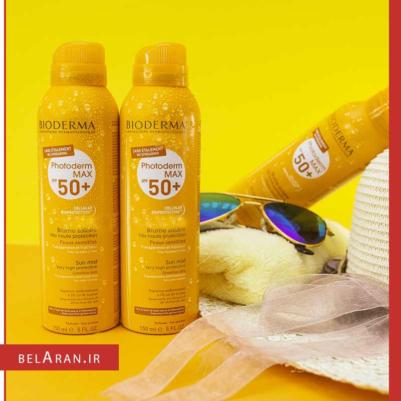 اسپری ضدآفتاب بایودرما بی رنگ اس پی اف 50-index_belaran اسپری ضدآفتاب بایودرما بی رنگ اس پی اف 50-بلاران Bioderma Photoderm Max SPF 50+ Very High Protection Mist