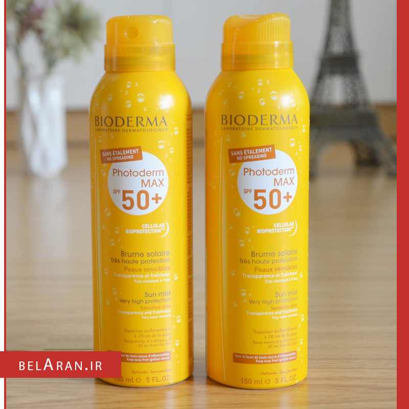 اسپری ضدآفتاب بایودرما بی رنگ اس پی اف 50-index_belaran اسپری ضدآفتاب بایودرما بی رنگ اس پی اف 50-بلاران Bioderma Photoderm Max SPF 50+ Very High Protection Mist