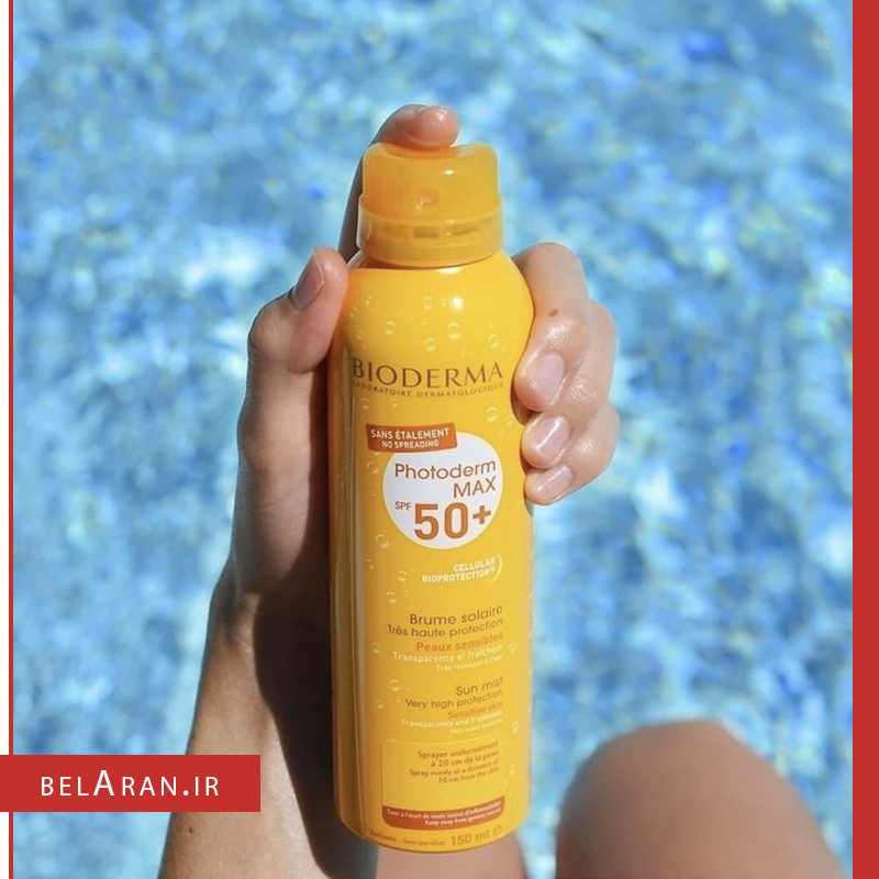 اسپری ضدآفتاب بایودرما بی رنگ اس پی اف 50-index_belaran اسپری ضدآفتاب بایودرما بی رنگ اس پی اف 50-بلاران Bioderma Photoderm Max SPF 50+ Very High Protection Mist