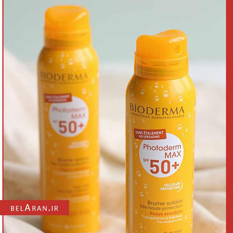 اسپری ضدآفتاب بایودرما بی رنگ اس پی اف 50-index_belaran اسپری ضدآفتاب بایودرما بی رنگ اس پی اف 50-بلاران Bioderma Photoderm Max SPF 50+ Very High Protection Mist
