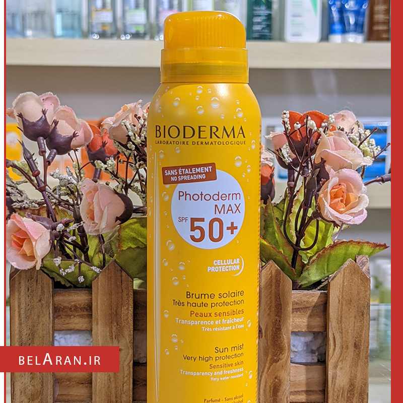 اسپری ضدآفتاب بایودرما بی رنگ اس پی اف 50-index_belaran اسپری ضدآفتاب بایودرما بی رنگ اس پی اف 50-بلاران Bioderma Photoderm Max SPF 50+ Very High Protection Mist