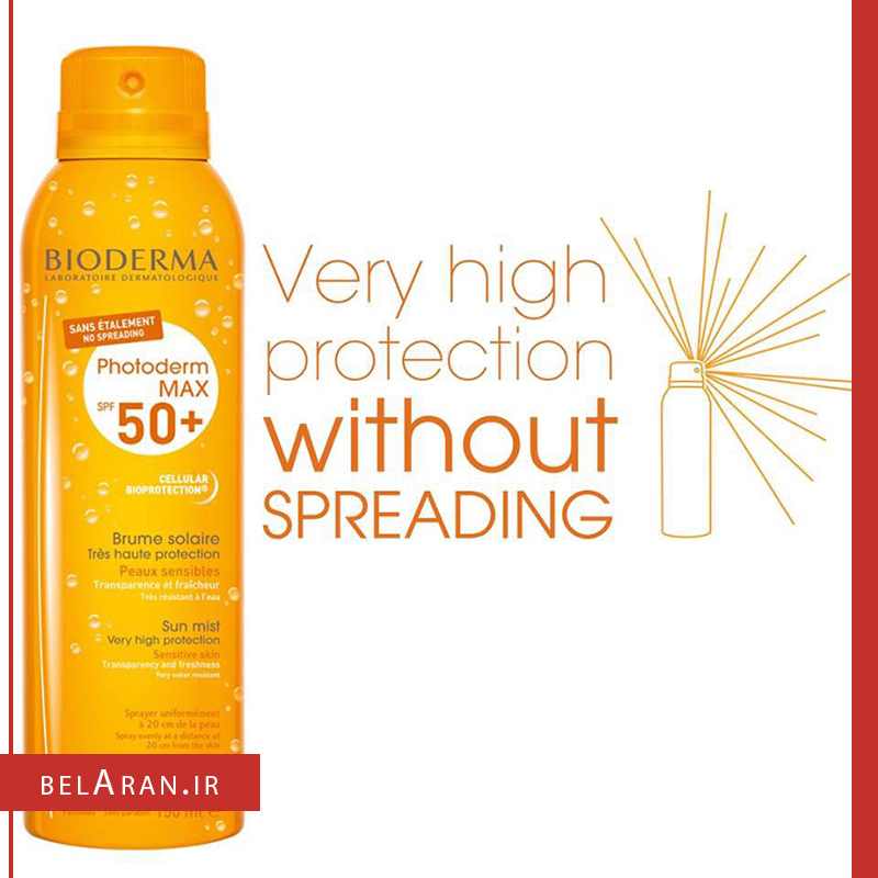 اسپری ضدآفتاب بایودرما بی رنگ اس پی اف 50-index_belaran اسپری ضدآفتاب بایودرما بی رنگ اس پی اف 50-بلاران Bioderma Photoderm Max SPF 50+ Very High Protection Mist