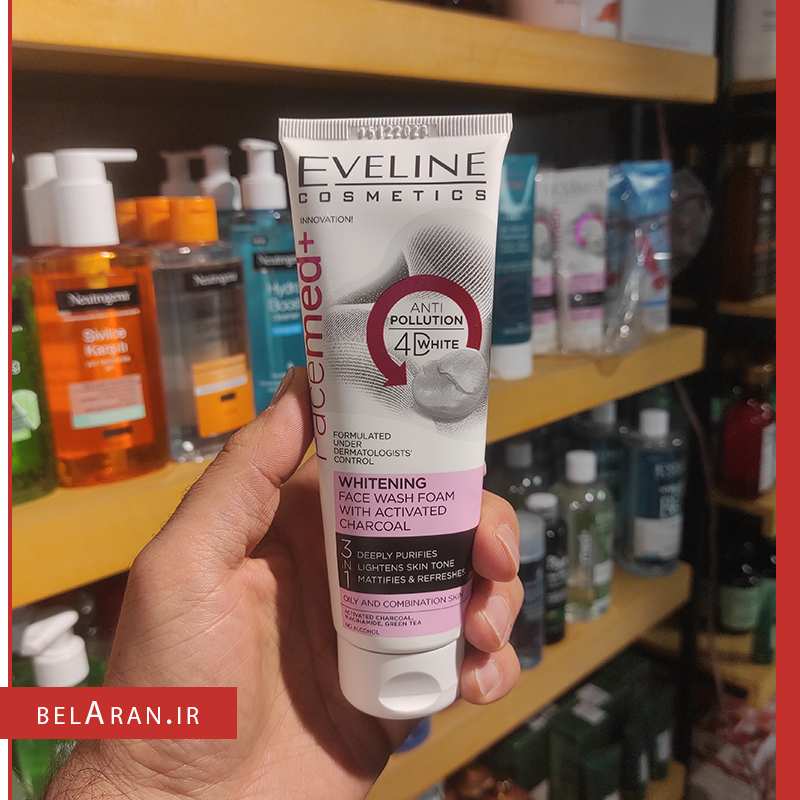 فوم شستشو زغال اولاین-محصولات اولاین-خرید لوازم آرایش اورجینال-بلاران-index_belaranlux.com فوم شستشو زغال اولاین-محصولات اولاین-خرید لوازم آرایش اورجینال-بلاران EVELINE Facemed ANTI POLLUTION Whitening Face Wash Foam With Charcoal belaran