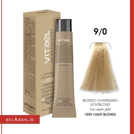 رنگ مو ویتاال رنگ طبیعی 9.0-خرید رنگ مو--خرید رنگ مو بلوند خیلی روشن-محصولات ویتاال-خرید رنگ مو کم آمونیاک-رنگ مو بدون دکلره-خرید لوازم آرایش اورجینال-بلاران Vitael hair color 9/0 very light blonde 100 ml belaran